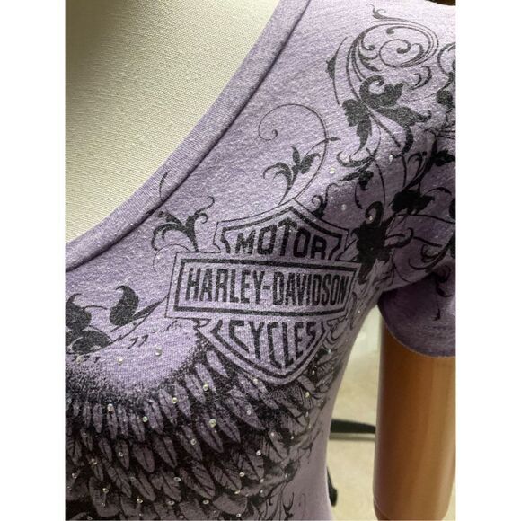 Harley Davidson Embellished V Neck Tee San Diego - Picture 3 of 9